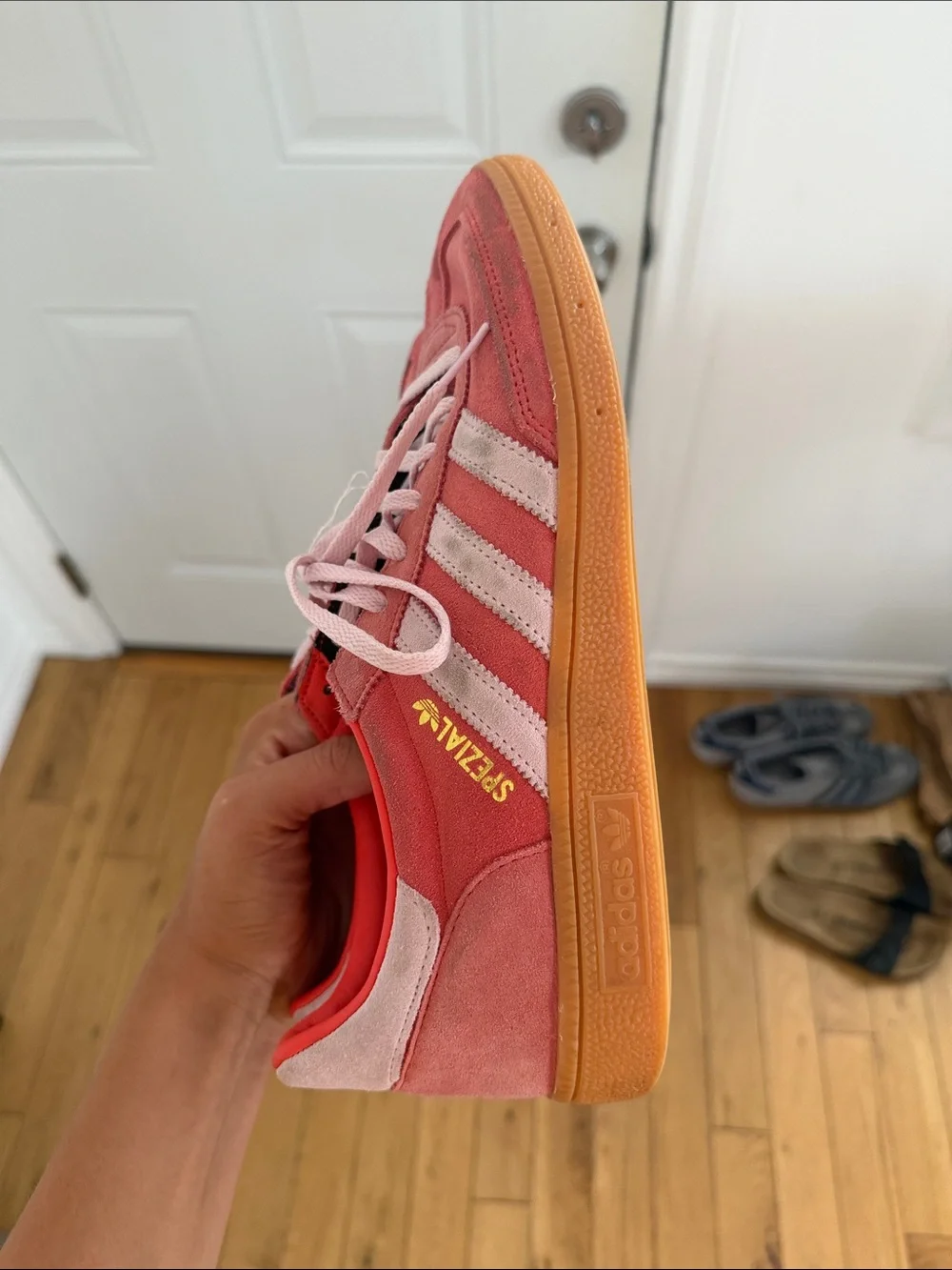 adidas Men's Spezial red and pink Suede Sneakers